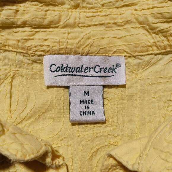 Coldwater Creek Women's Medium Yellow Embroidered Button-down Blouse - Picture 7 of 12